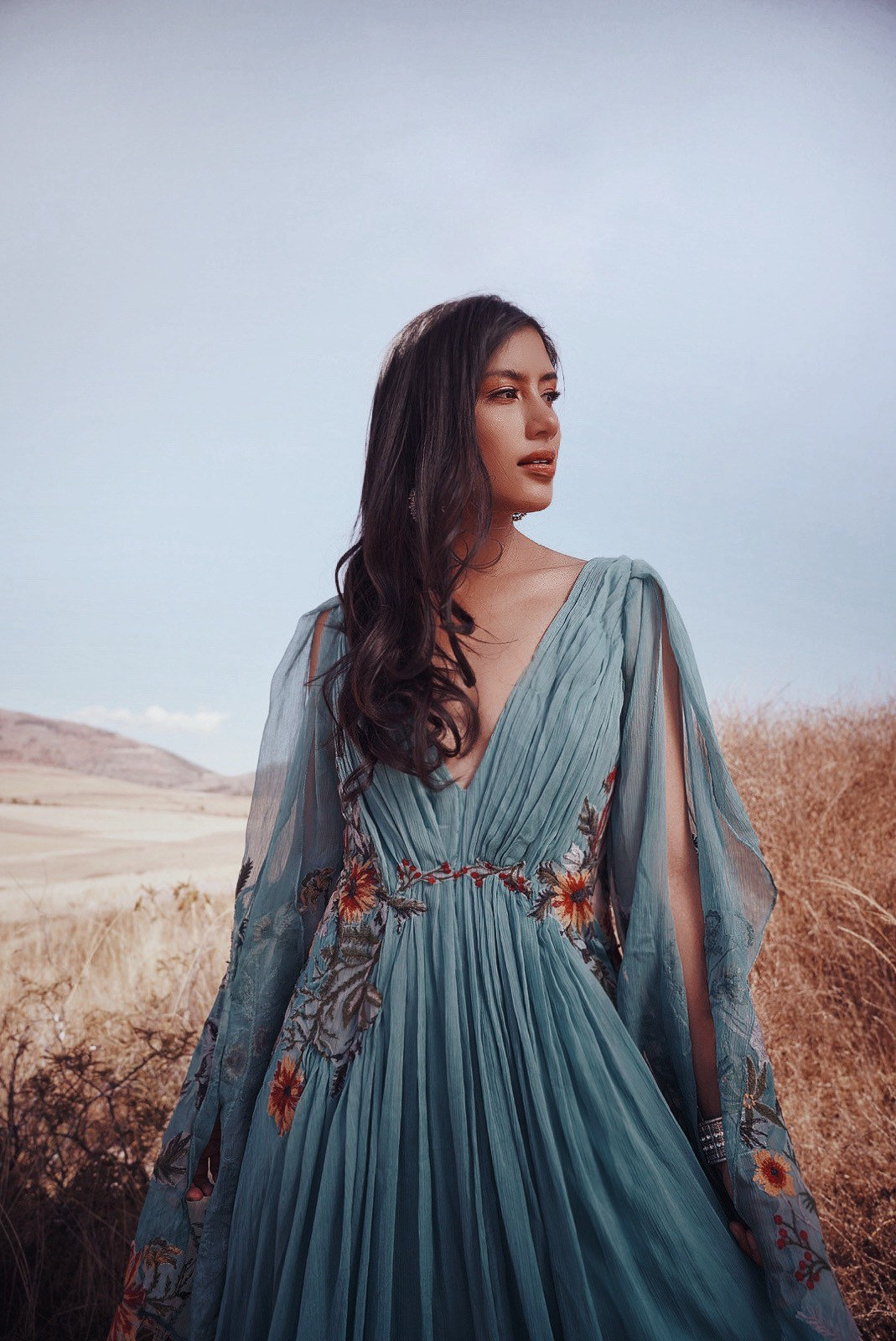 Meadow Teal — Embroidered Wedding Dress, Garden Wedding Dress - Image 6