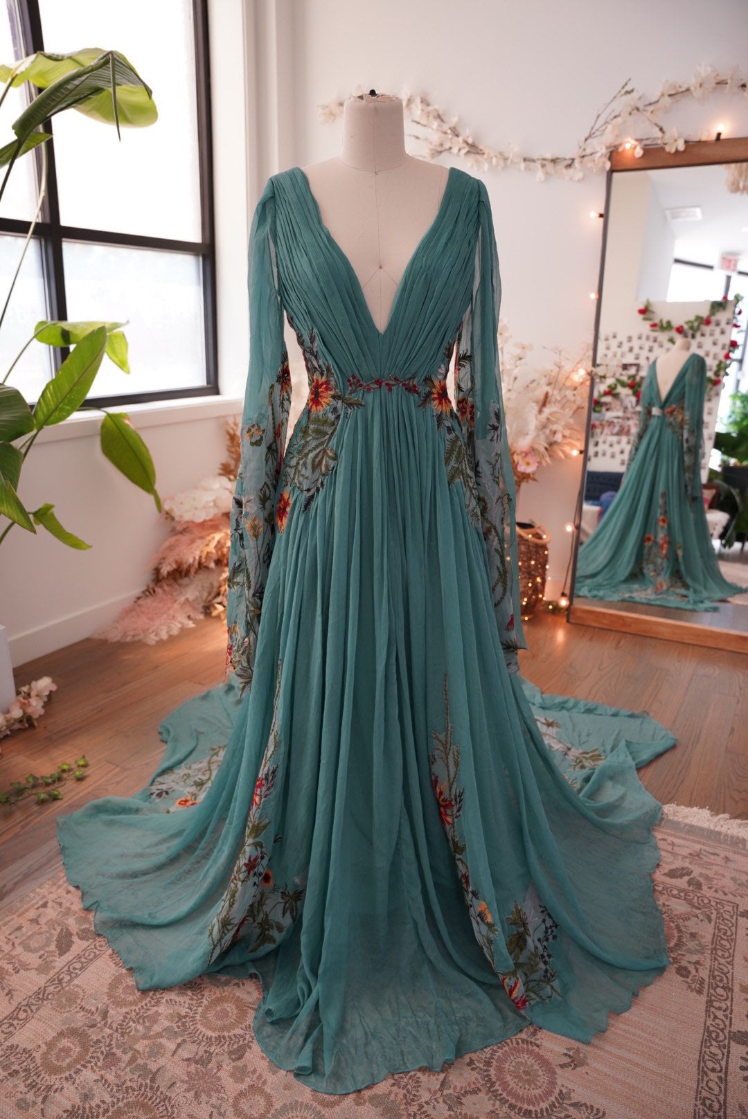 Meadow Teal — Embroidered Wedding Dress, Garden Wedding Dress