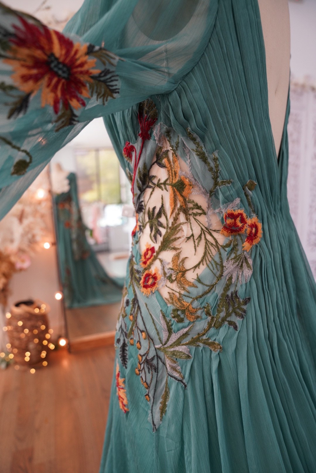 Meadow Teal — Embroidered Wedding Dress, Garden Wedding Dress - Image 8
