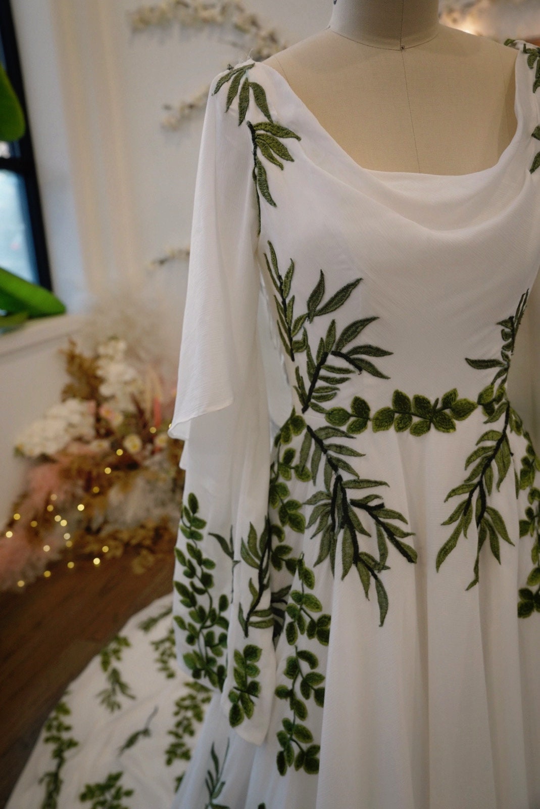 Olive — Green Vines Nature Inspired Wedding Dress - Image 3