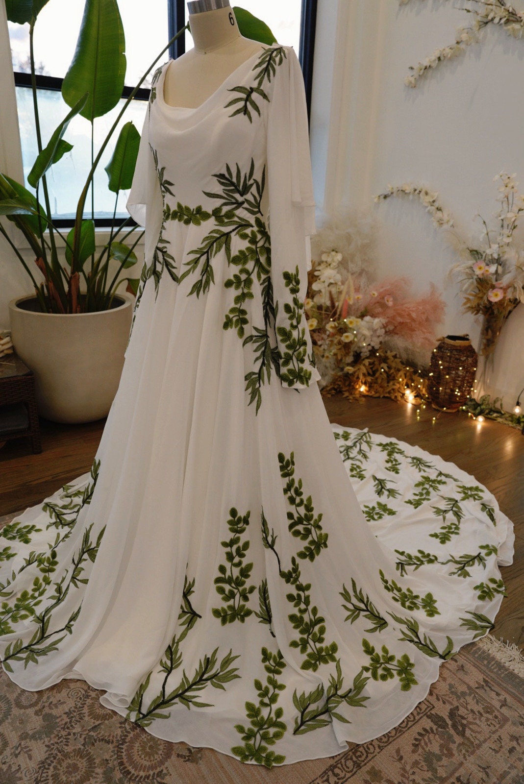 Olive — Green Vines Nature Inspired Wedding Dress - Image 2