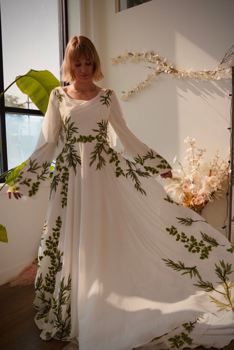 Olive — Green Vines Nature Inspired Wedding Dress - Image 8
