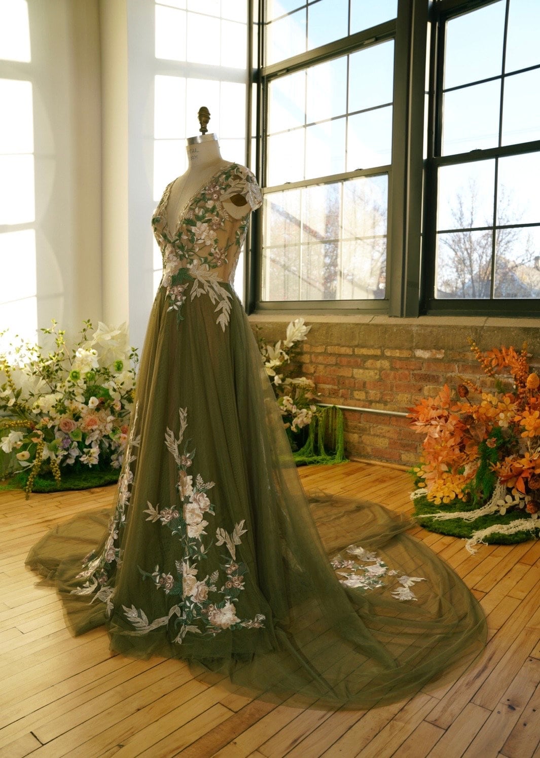 Sage — Green Floral Wedding Dress - Image 2