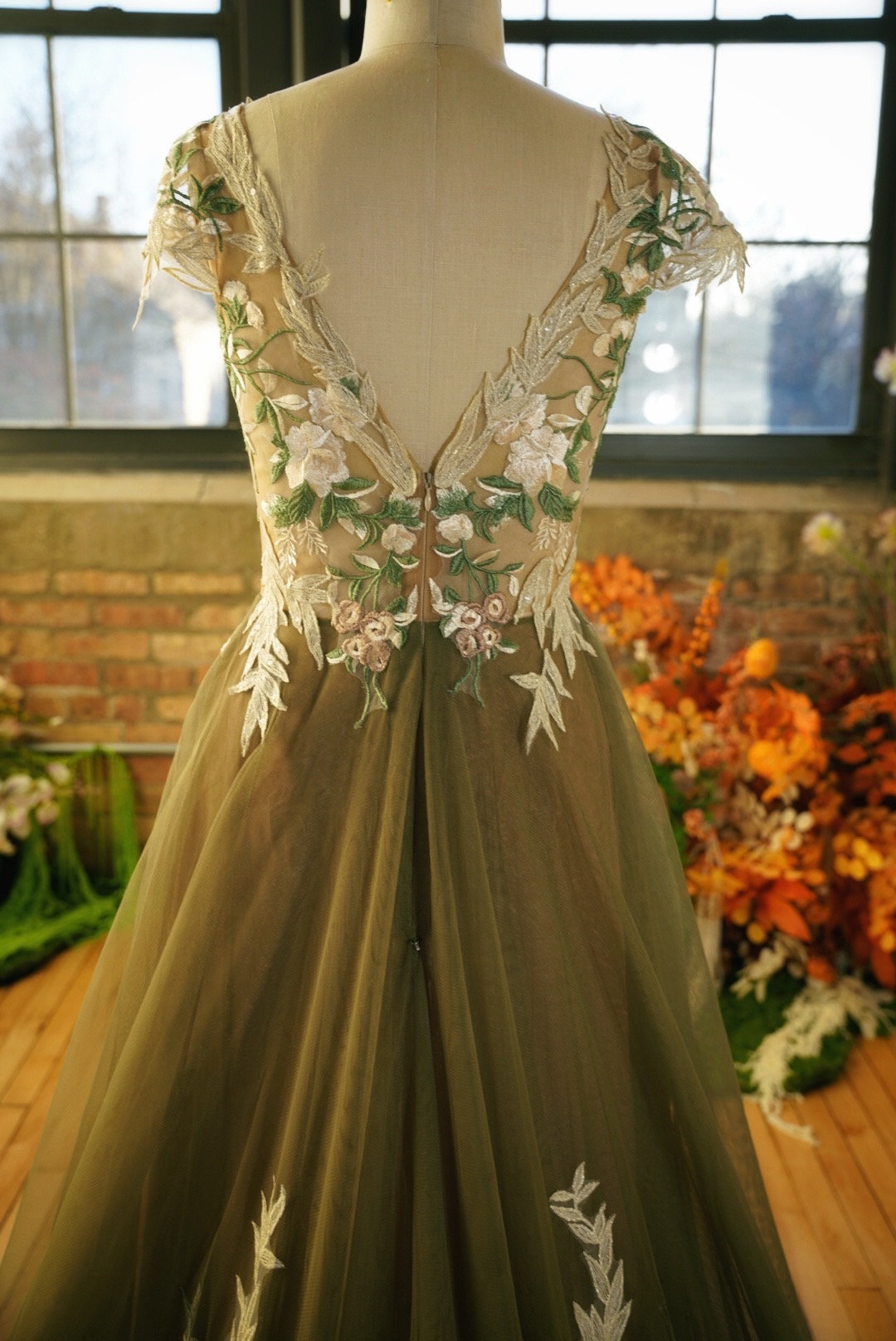 Sage — Green Floral Wedding Dress - Image 3