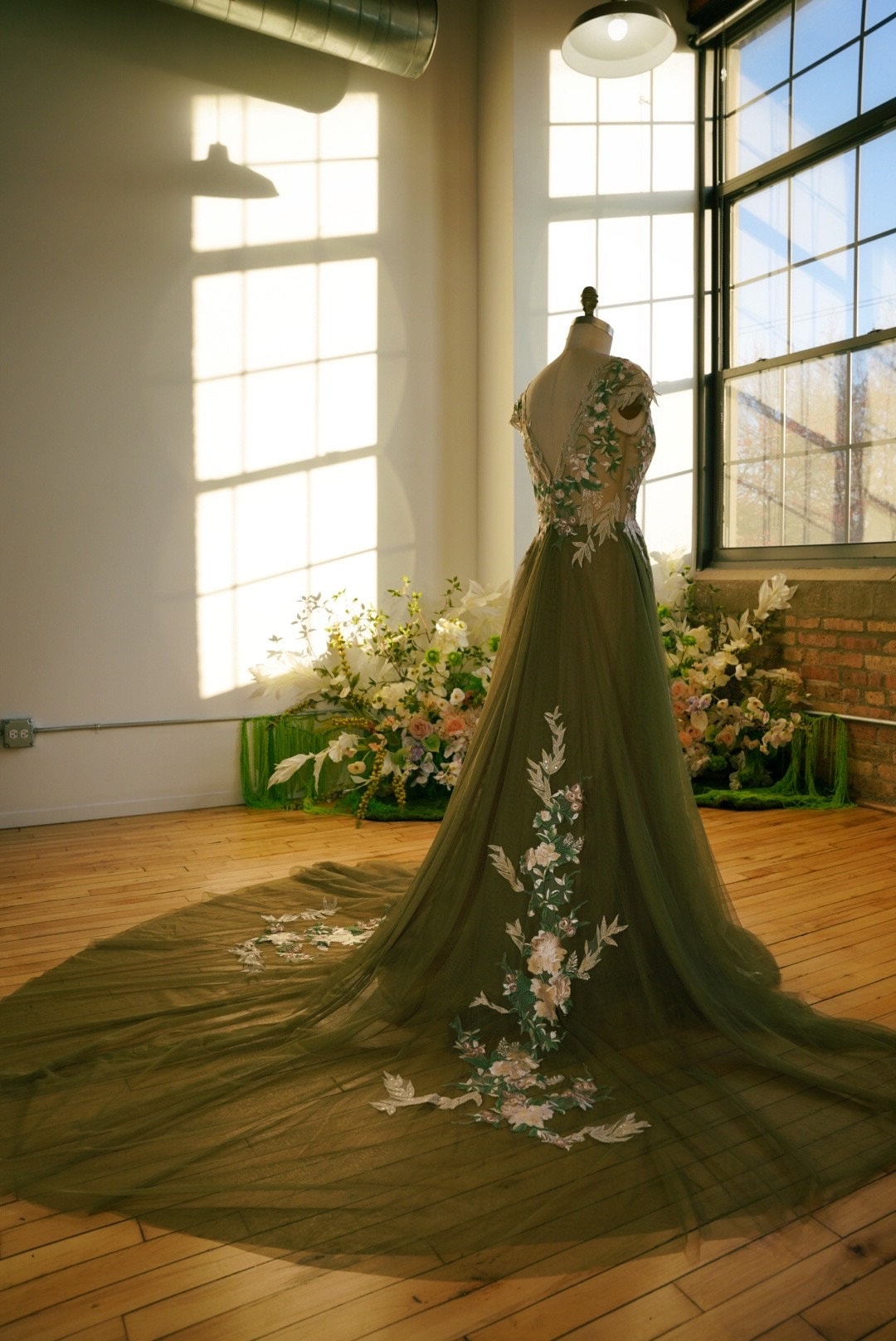 Sage — Green Floral Wedding Dress - Image 4