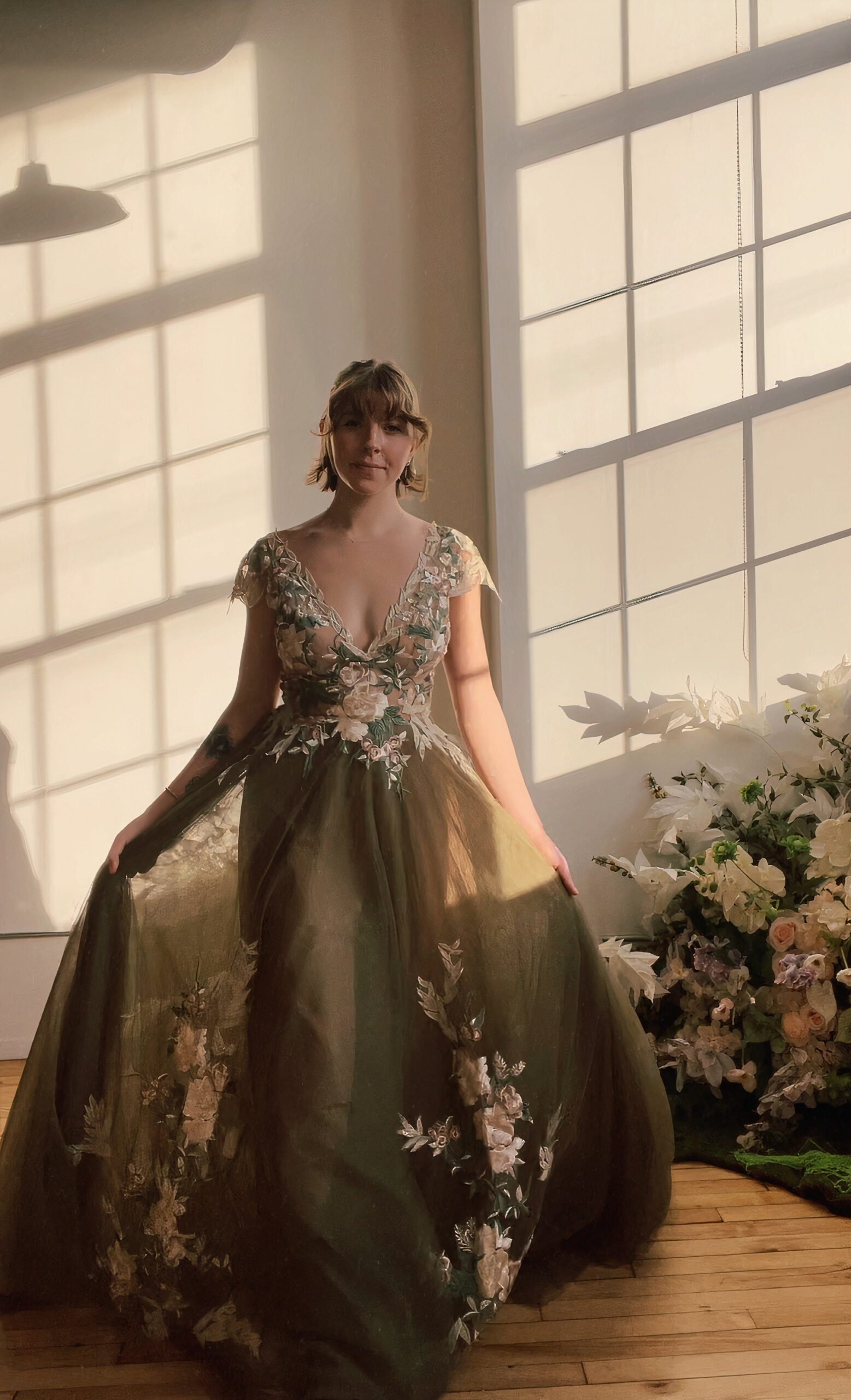Sage — Green Floral Wedding Dress - Image 8