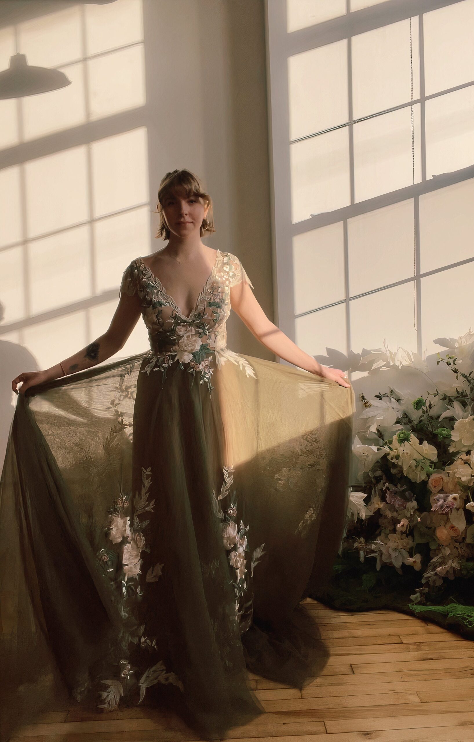 Sage — Green Floral Wedding Dress - Image 7