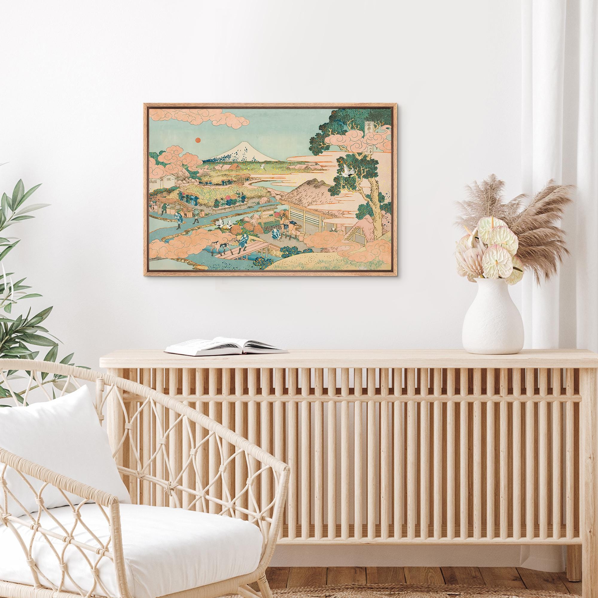 Framed Canvas Japanese Ukiyo-e Wall Art Vintage Hokusai Landscape Print, Mount Fuji Artwork - Image 5