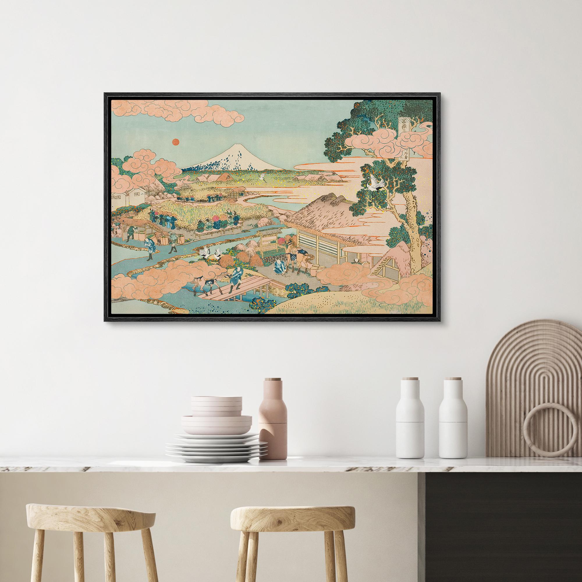 Framed Canvas Japanese Ukiyo-e Wall Art Vintage Hokusai Landscape Print, Mount Fuji Artwork - Image 2