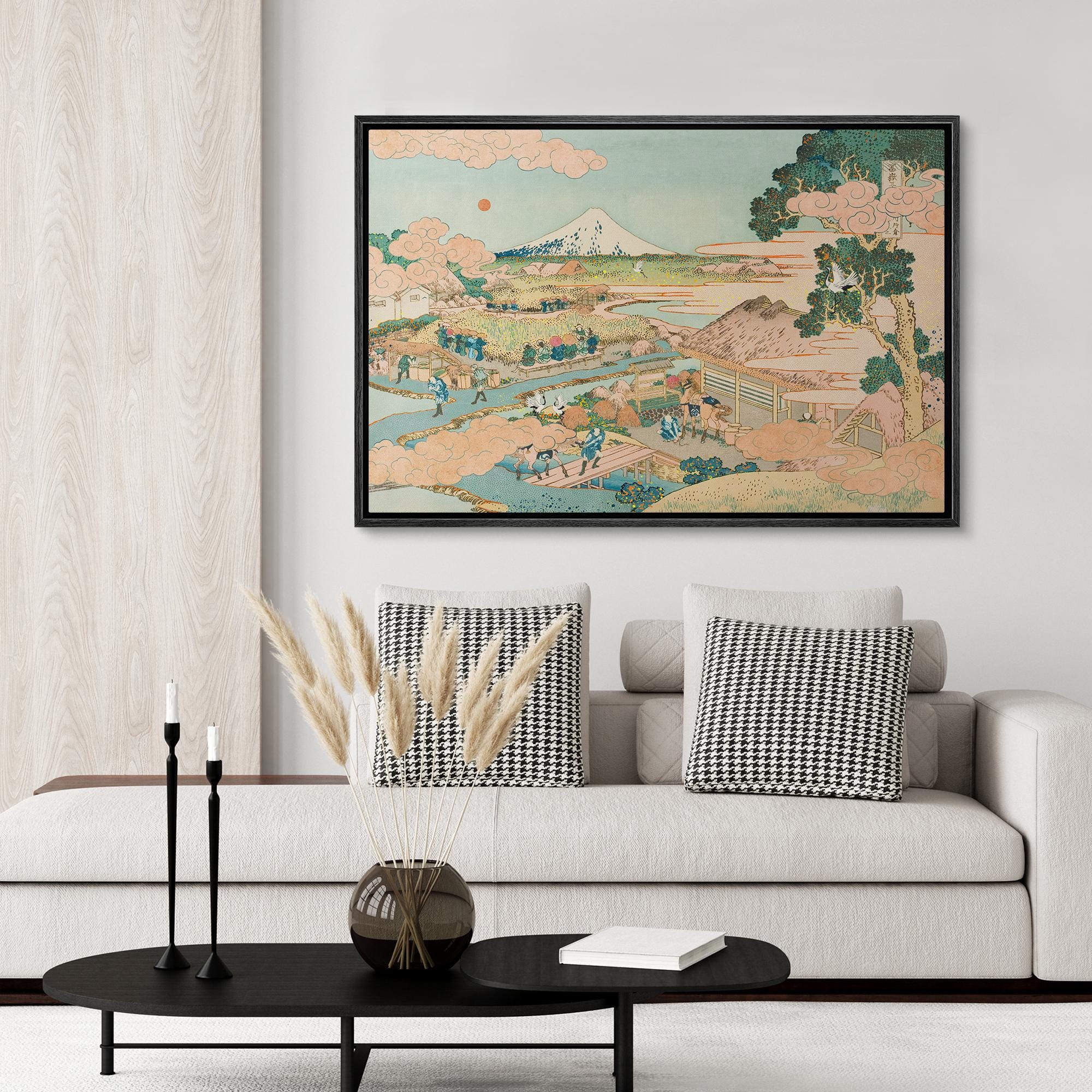 Framed Canvas Japanese Ukiyo-e Wall Art Vintage Hokusai Landscape Print, Mount Fuji Artwork - Image 4