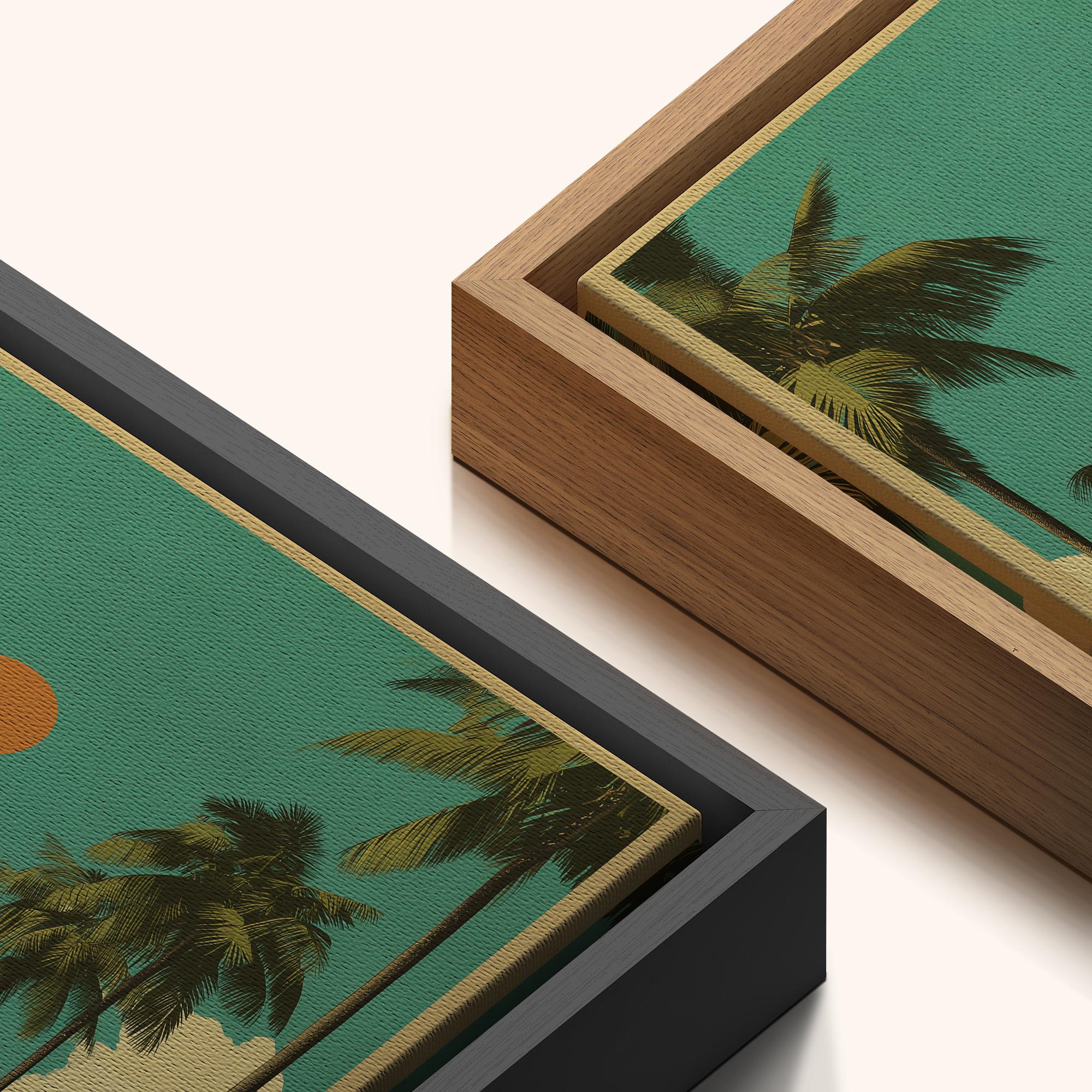 Retro Palm Springs Wall Art Set of 3 - Framed Tropical Landscape Canvas, Mid Century Boho Living Room… - Image 8