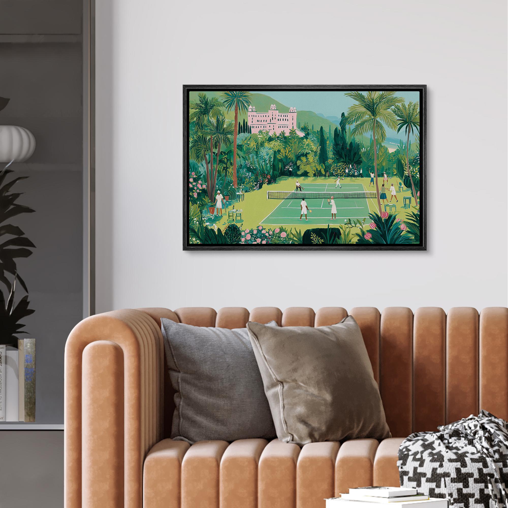 Tropical Tennis Wall Art - Framed Vibrant Garden Canvas Print, Vintage Resort Style Artwork - Image 8