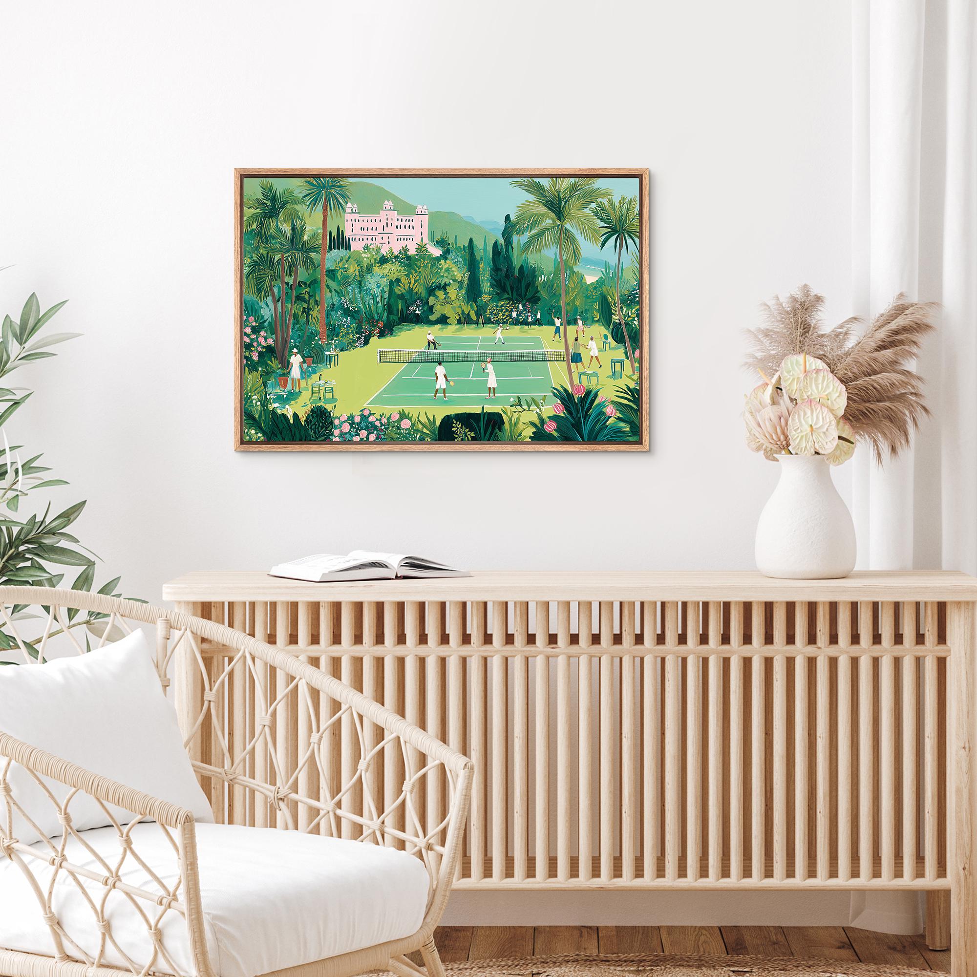 Tropical Tennis Wall Art - Framed Vibrant Garden Canvas Print, Vintage Resort Style Artwork - Image 7
