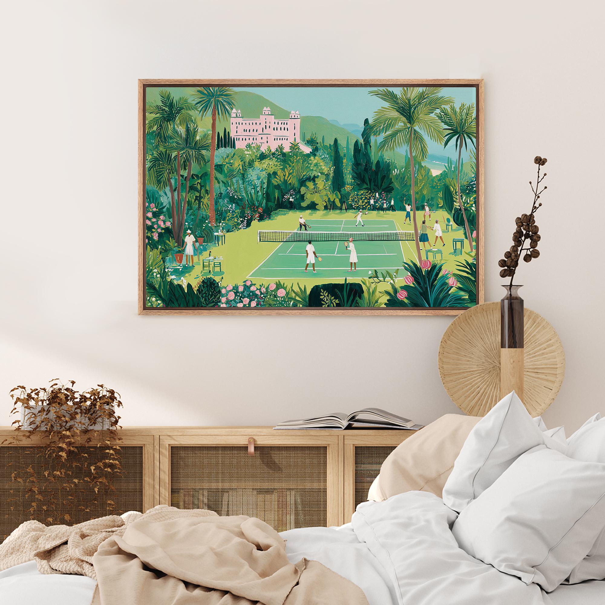 Tropical Tennis Wall Art - Framed Vibrant Garden Canvas Print, Vintage Resort Style Artwork - Image 5