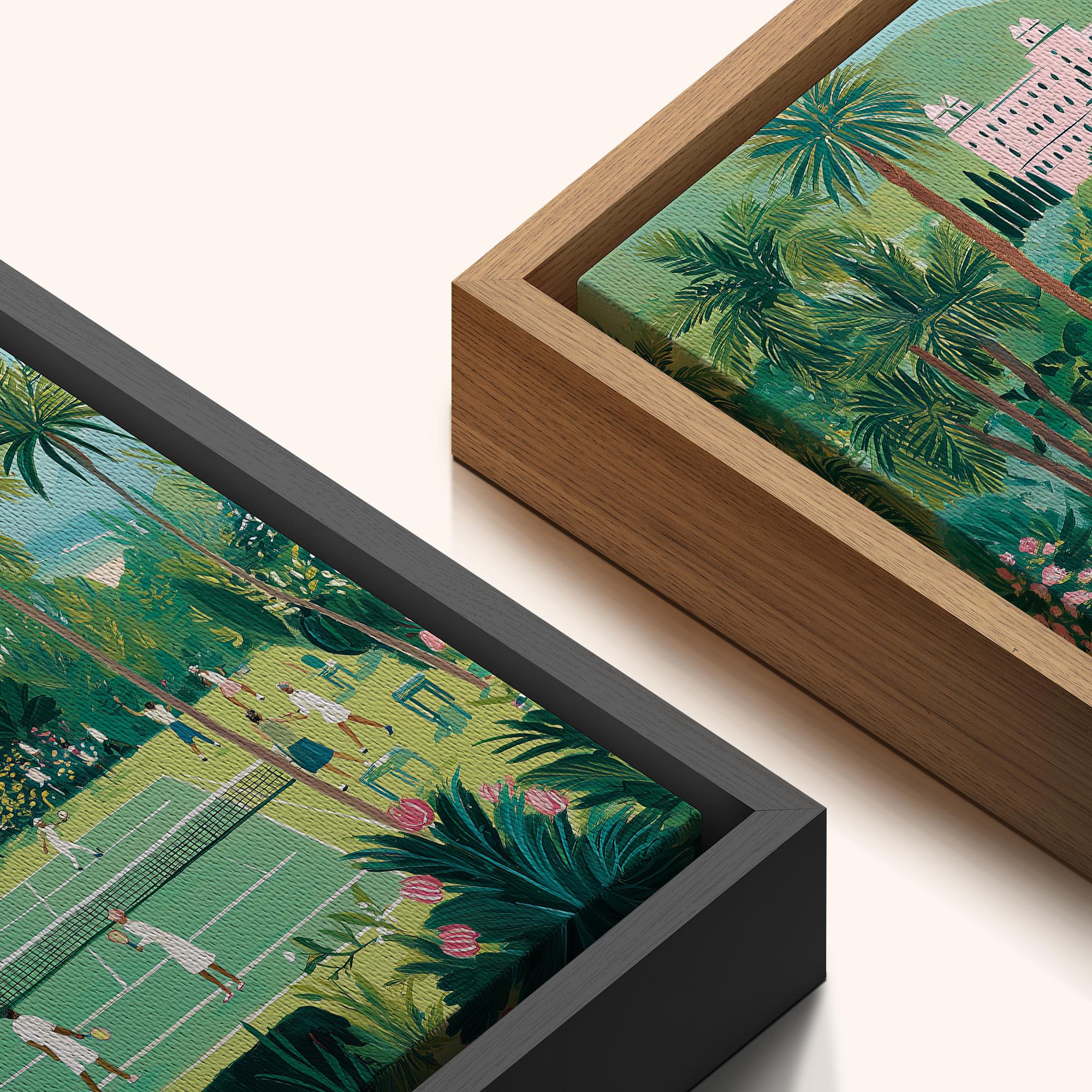 Tropical Tennis Wall Art - Framed Vibrant Garden Canvas Print, Vintage Resort Style Artwork - Image 9