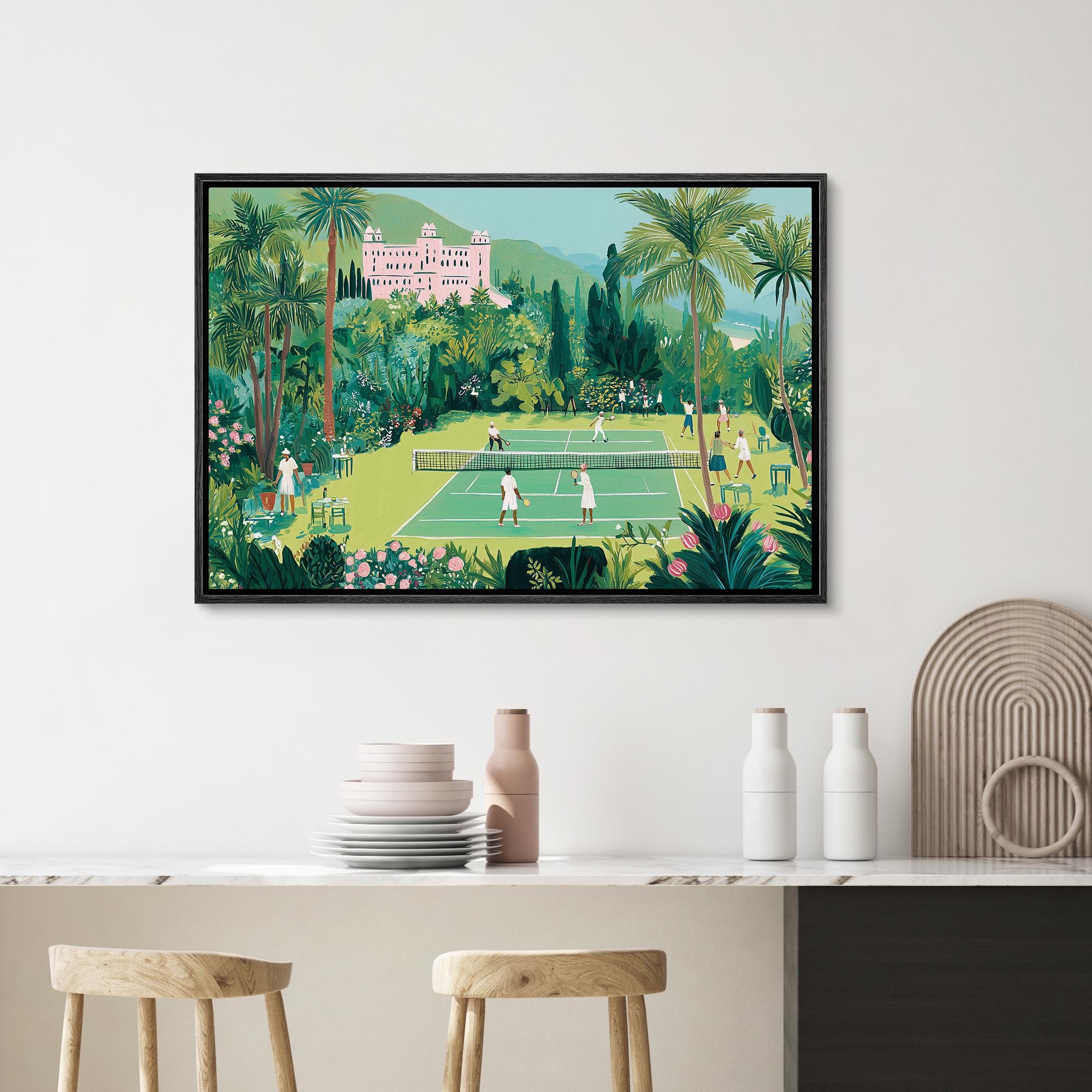 Tropical Tennis Wall Art - Framed Vibrant Garden Canvas Print, Vintage Resort Style Artwork - Image 6