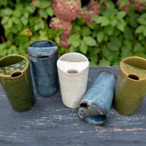 The Libby Travel Mug hand thrown ceramic mug cup Pottery Travel Mug Cup with attached lid fits in cup…