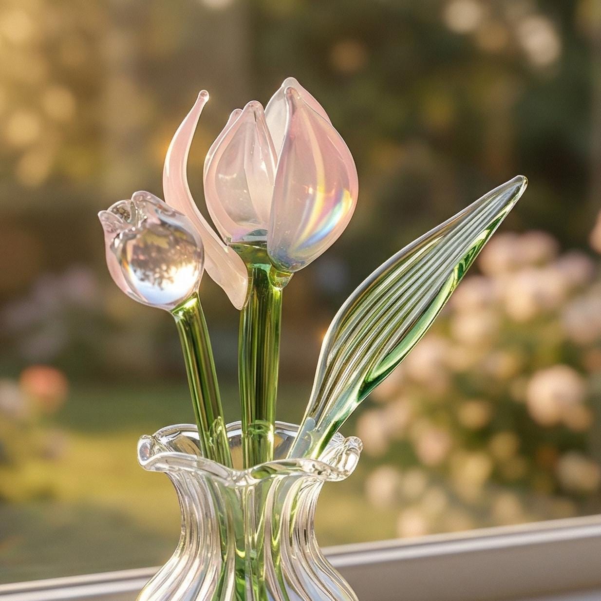 Handmade Pastel Pink Glass Tulip