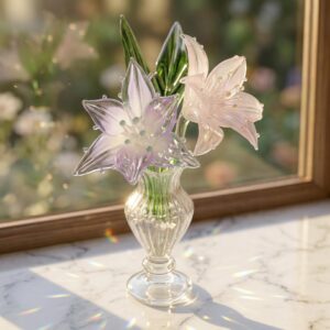 Handblown Glass Lily Flower for Mother's Day