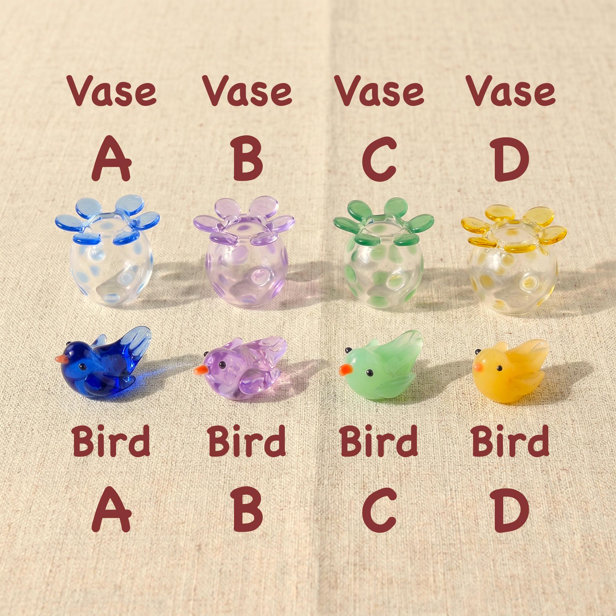 Handmade Miniature Glass Flower Bouquet & Bird Figurine for Mothers Day - Image 6