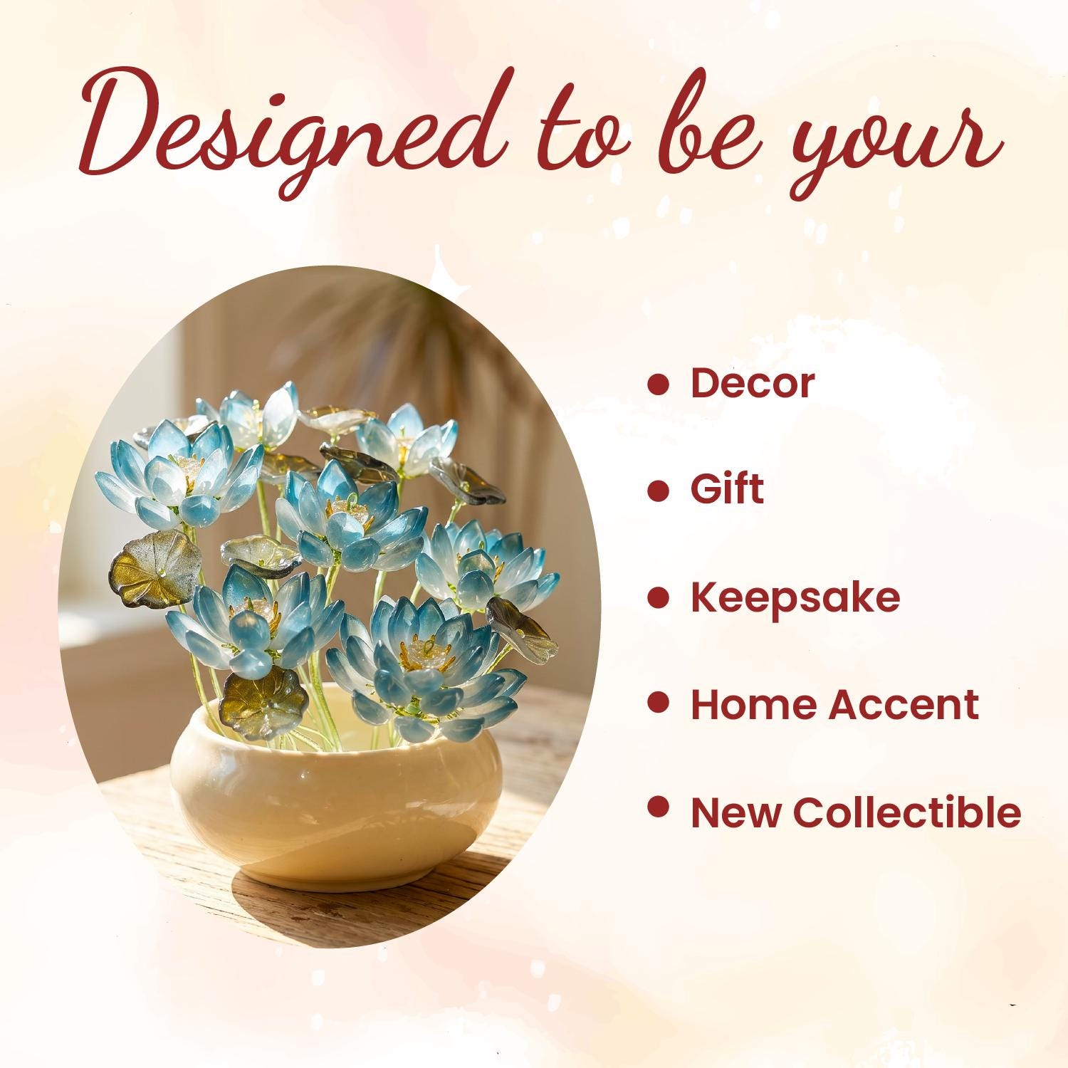 Handmade Glass Lotus Flower Pot - Image 3