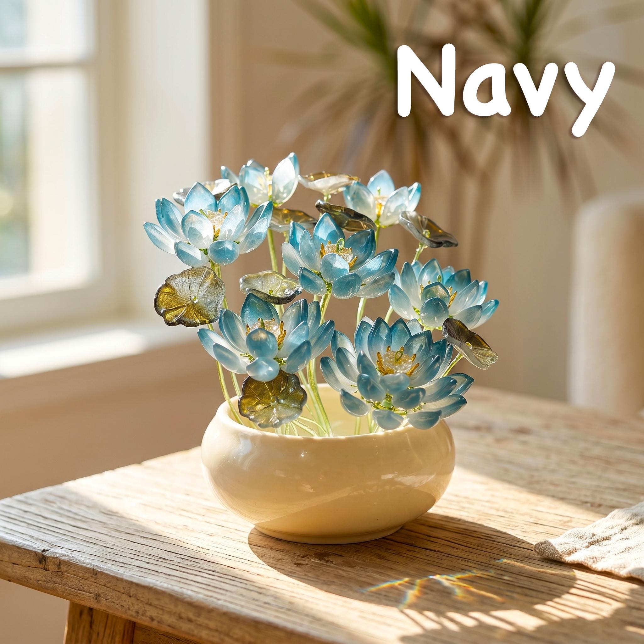 Handmade Glass Lotus Flower Pot - Image 4