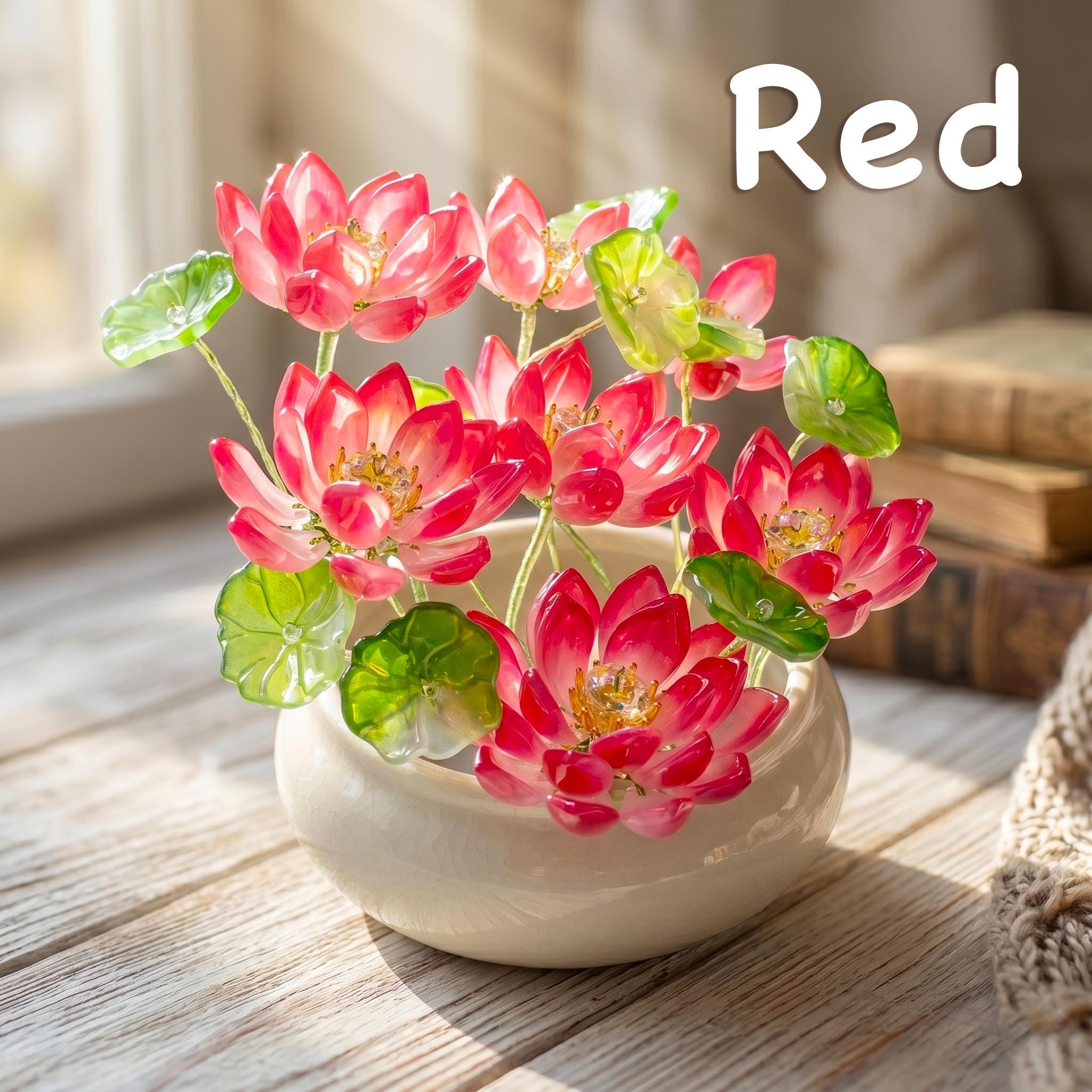 Handmade Glass Lotus Flower Pot - Image 6