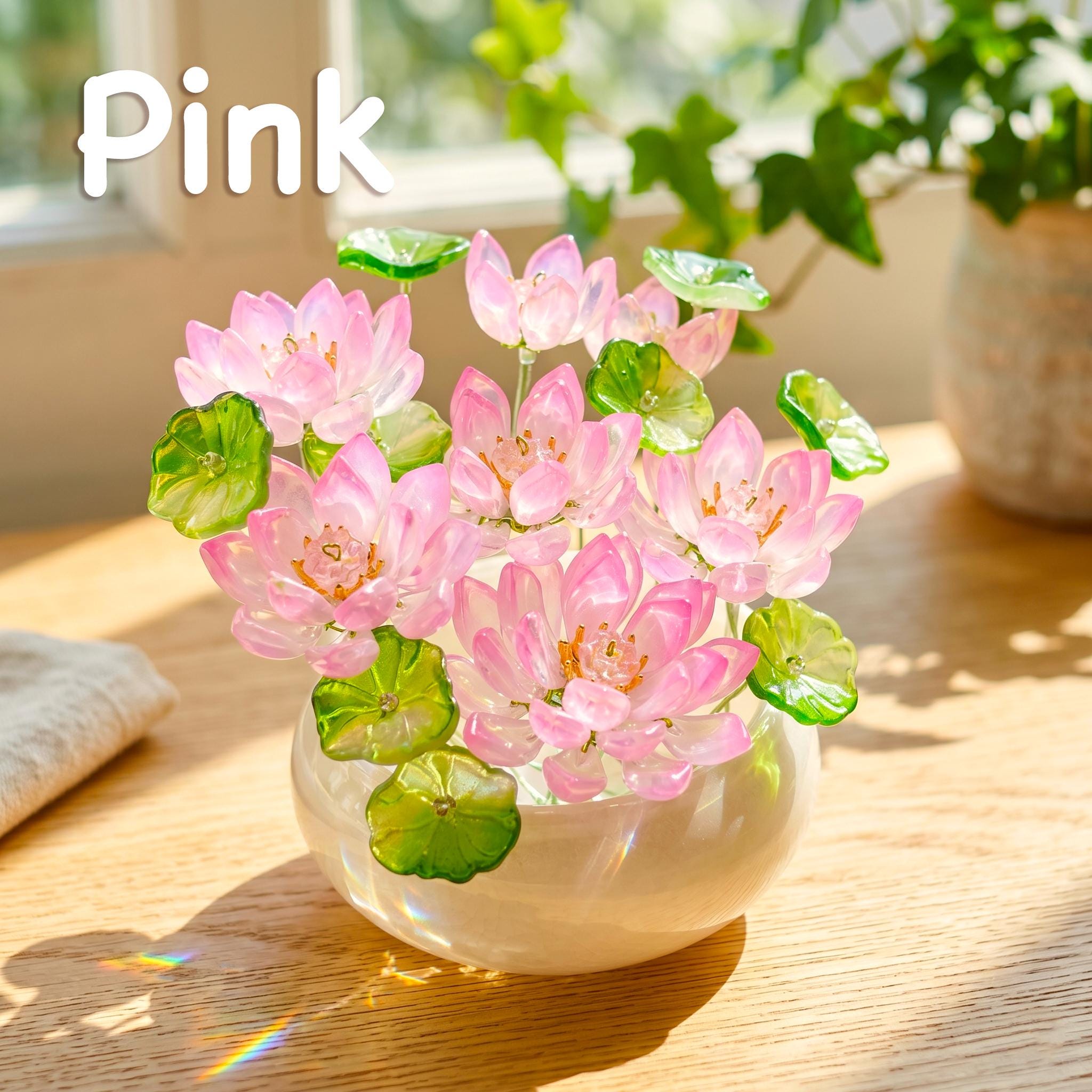 Handmade Glass Lotus Flower Pot - Image 5