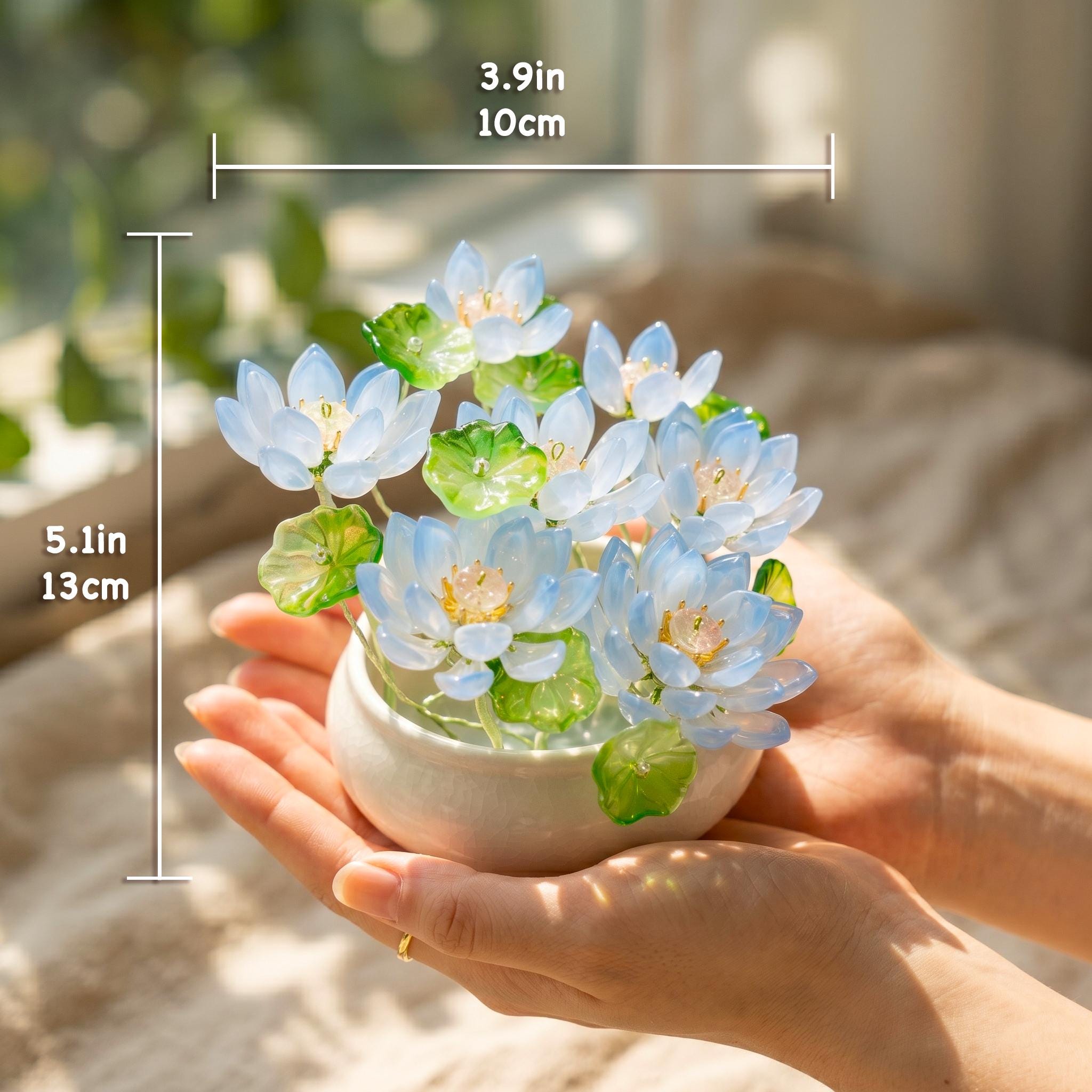 Handmade Glass Lotus Flower Pot - Image 2