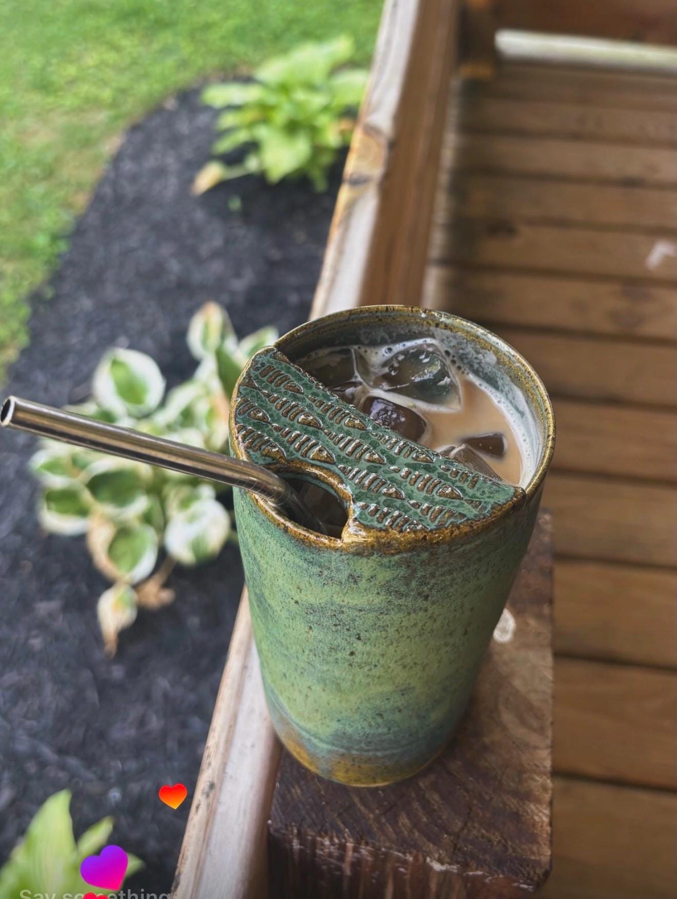Gone Fishing pottery travel mug to go cup yeti stoneware clay ceramics travel mug with lid and room…